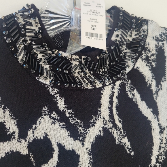 WHBM black and white beaded knit top - Picture 2 of 8